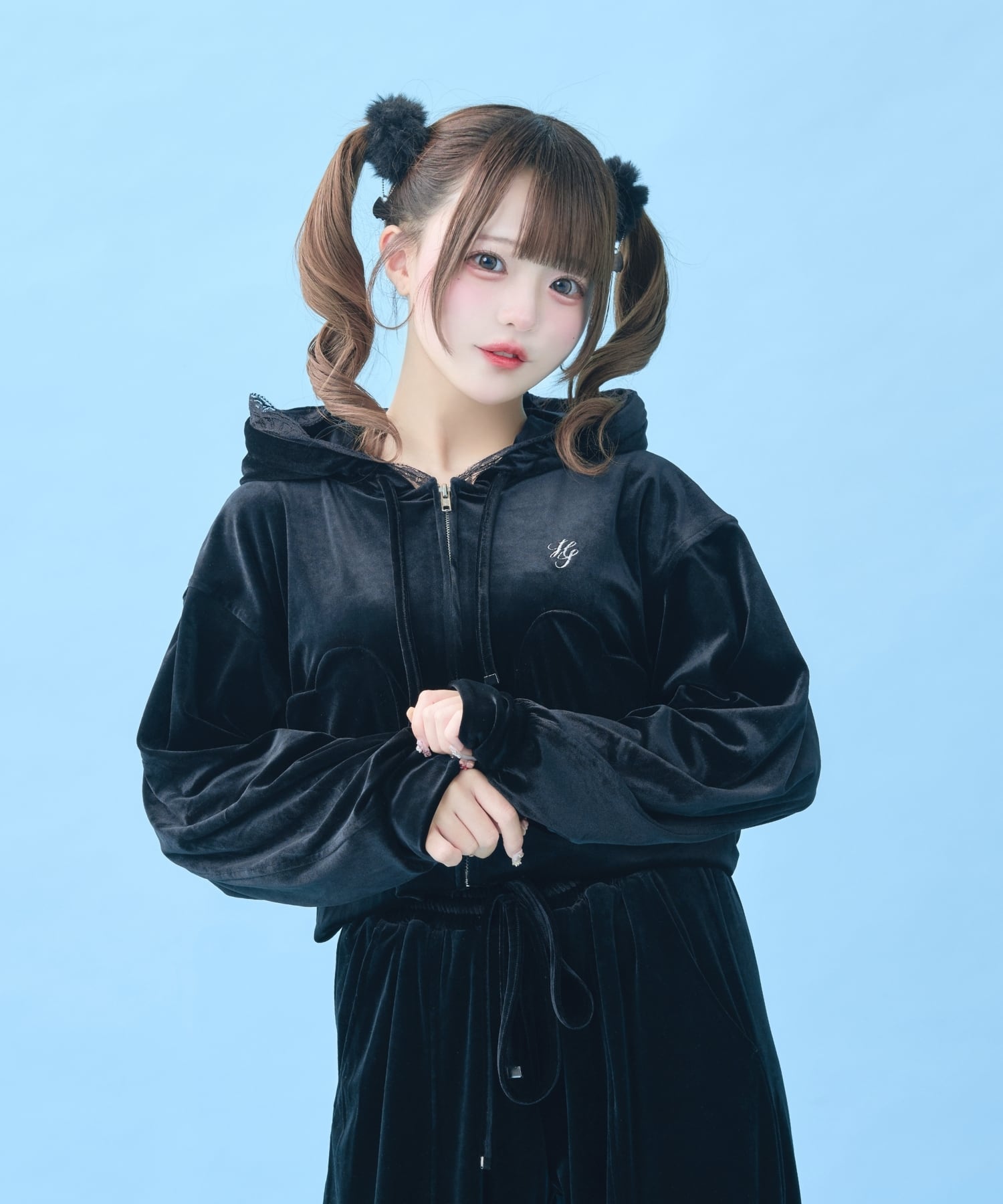 お嬢ベロアセットアップ(ブラック) | Hauls