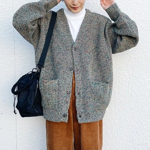 MIx soufflé knit cardigan (yellow×green)