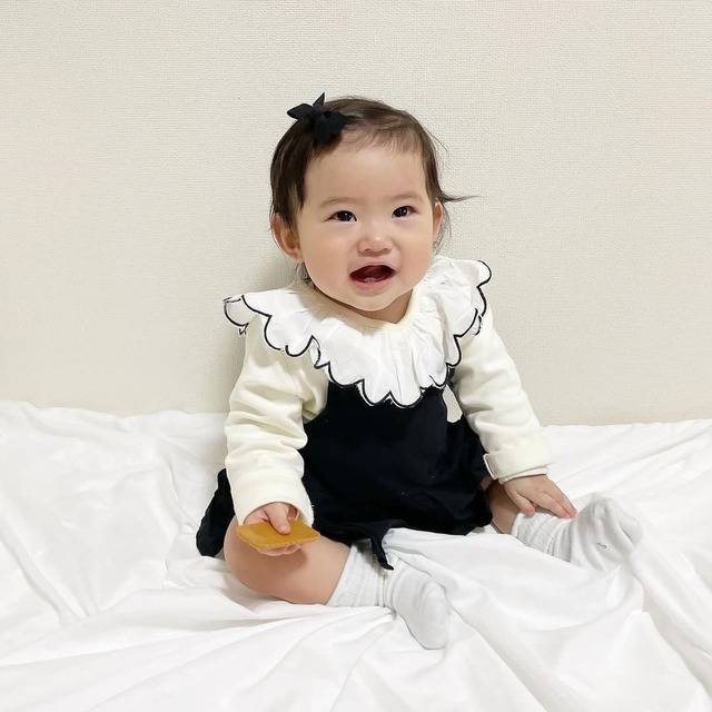 【お取り寄せ】キャンディーカラービックスカラップ襟ロンパース