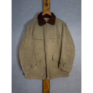 【1950-60s】French "MANUFRANCE" 4 Pockets Cotton Hunting Jacket with Wool Collar