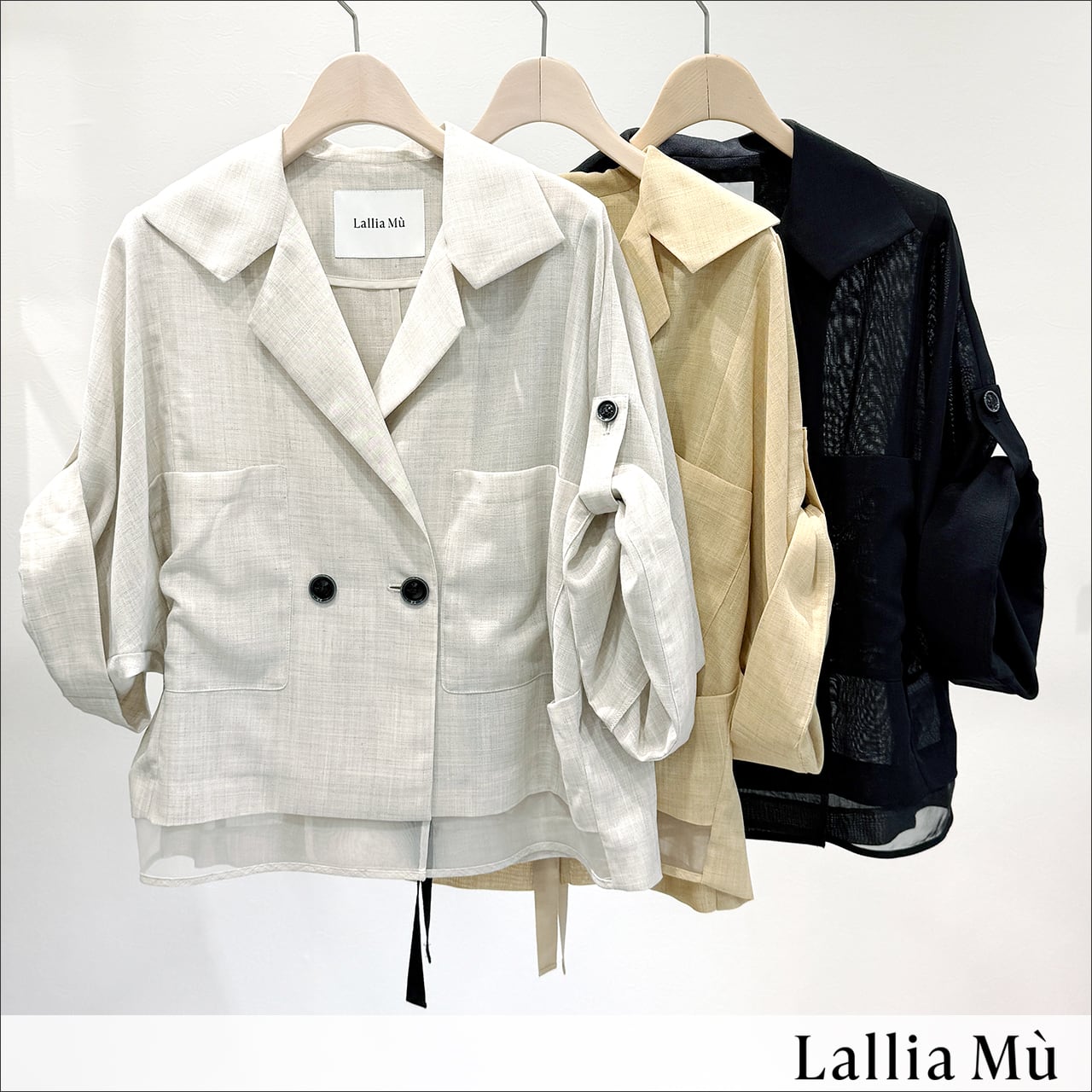Lallia Mu ハーフスリーブダブルジャケット 2612261 Off/yellow/black