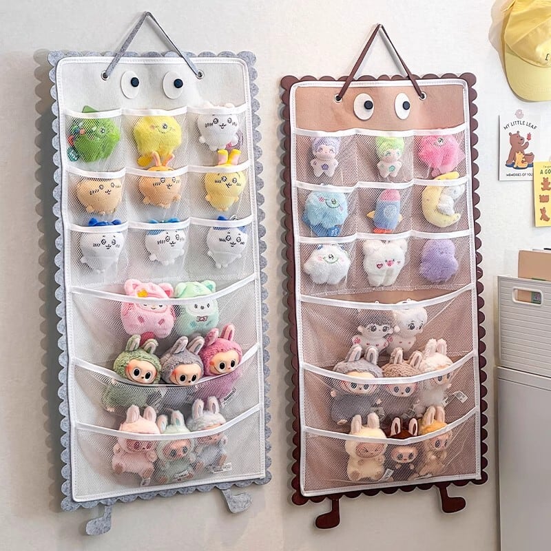 Labubu 1-3世代/10-18cm対応 壁掛け ぬいぐるみ 収納ポケット フェルト