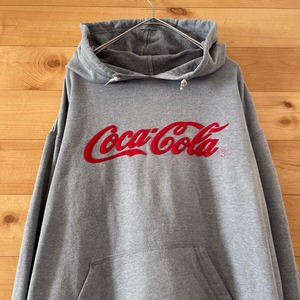 【CocaCola】コカコーラ 薄手 スウェット プルオーバー パーカー  春物 刺繍ロゴ アメリカ古着