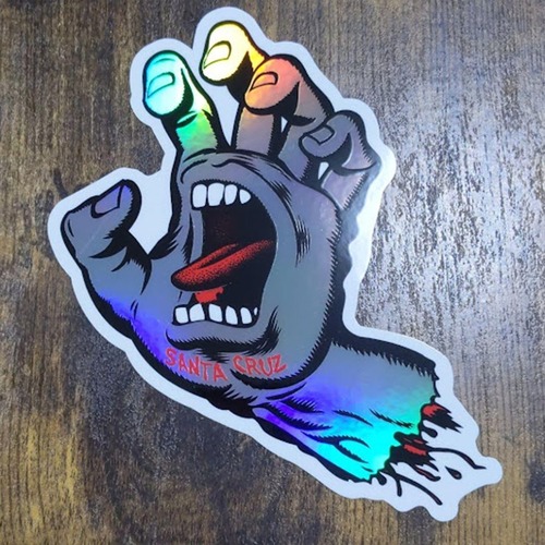 【ST-714】Santa Cruz Skateboards sticker サンタクルーズ スケートボード ステッカー Screaming Metallic Hand