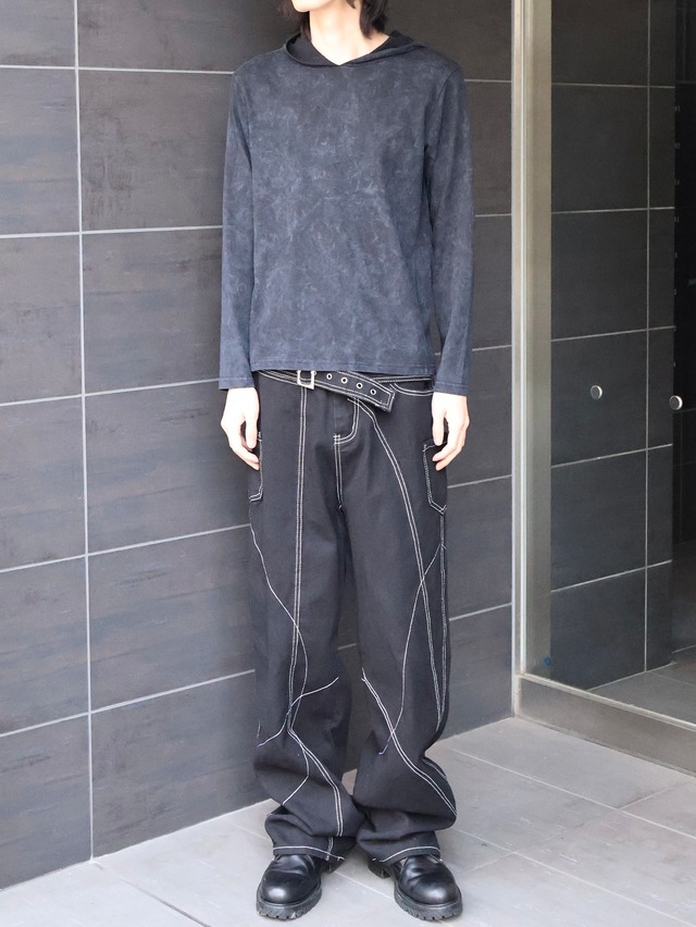 waist detail stich design denim pants