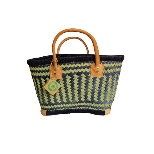 【かごバッグ】パニエ S Bleu x Beige /マルシェバッグ