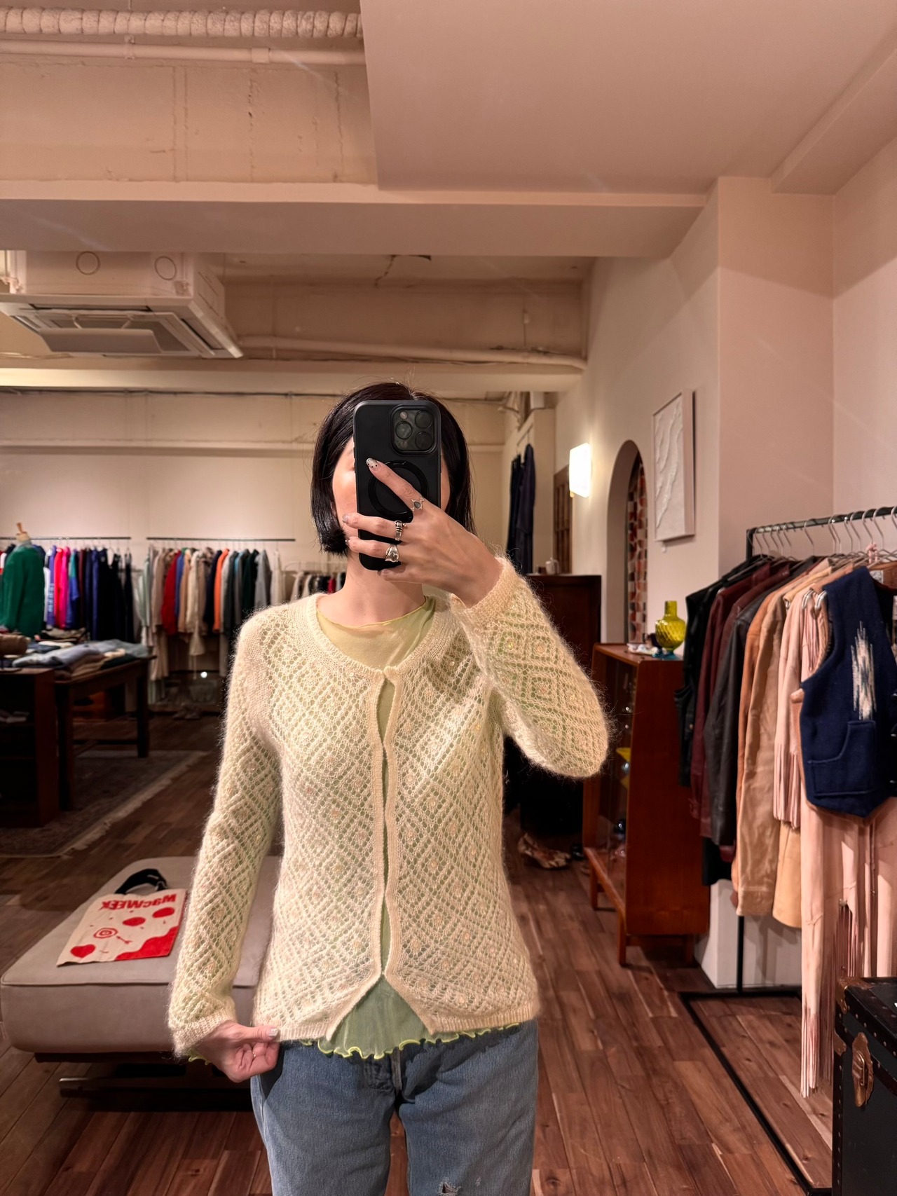 BANANA REPUBLIC Mohair Blend Openwork Cardigan