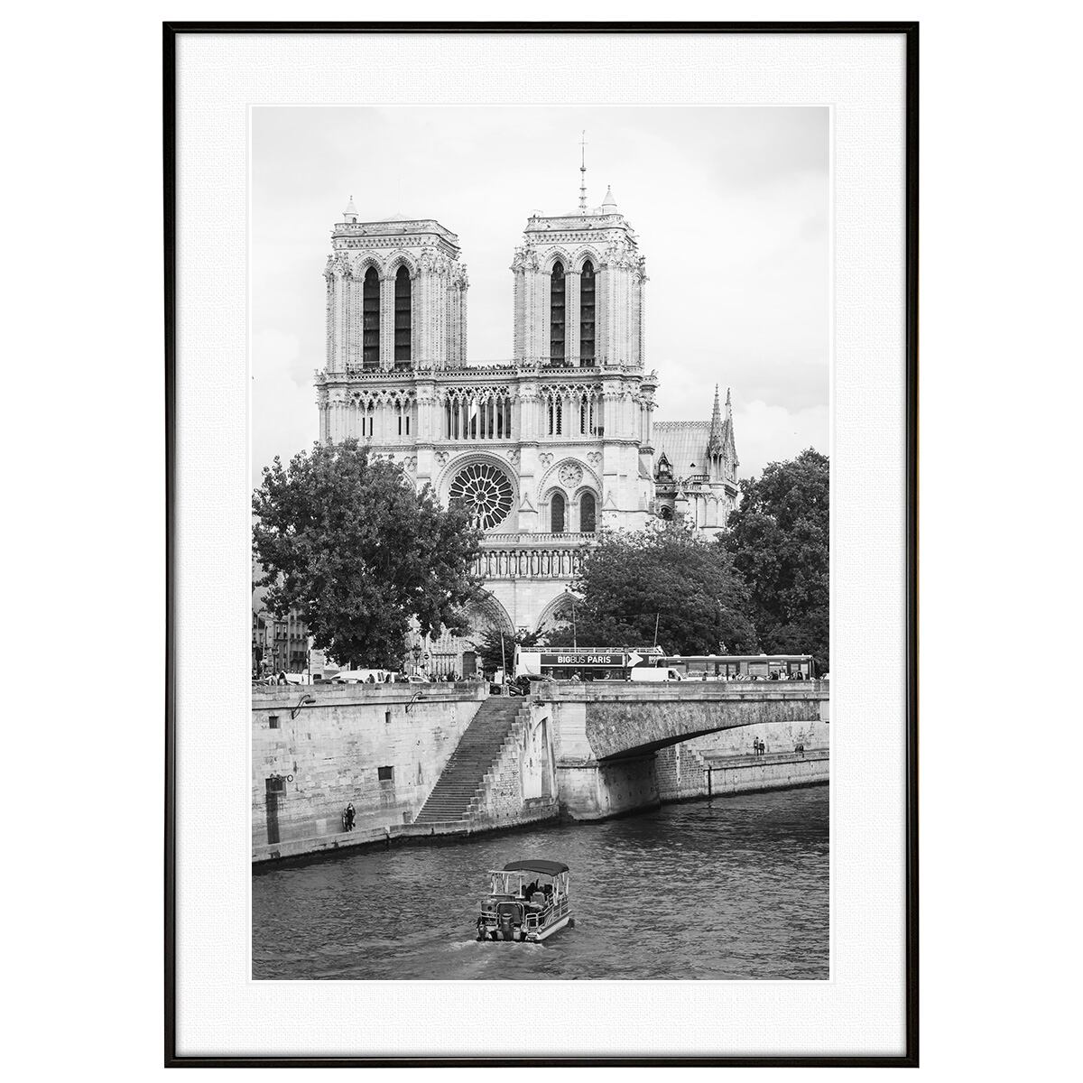 フランス写真 パリ ノートルダム大聖堂 インテリア モノクロアートポスター額装 AS4155
