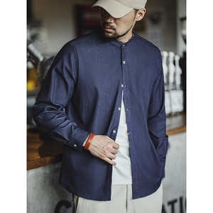 Denim Round-Neck Collared Shirt【G1140】