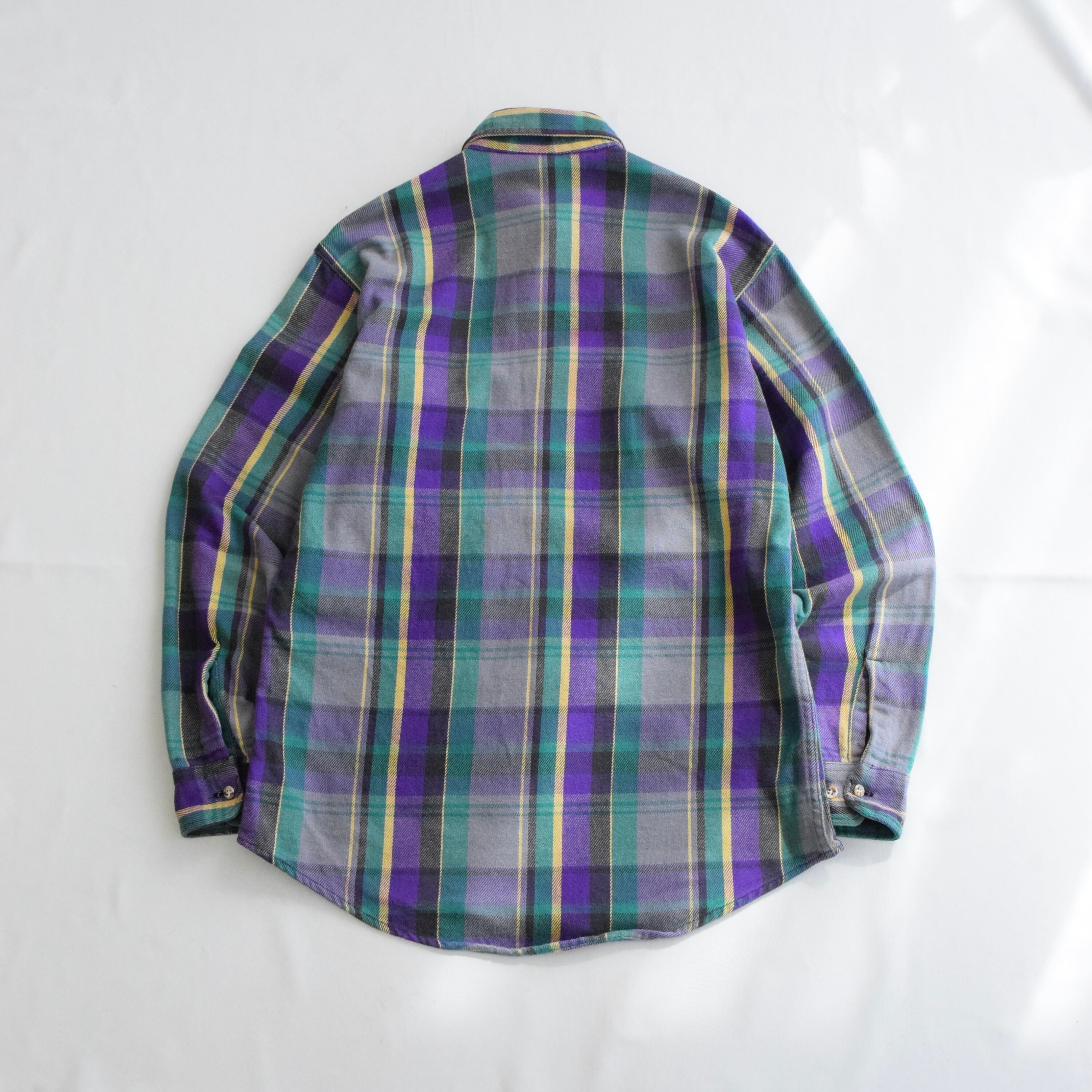 く*ん様 80s 90s St. John's Bay ネルシャツ パープル レ 80's アメリカ製 St John's BAY ネルシャツ メンズM（TALL） パープル