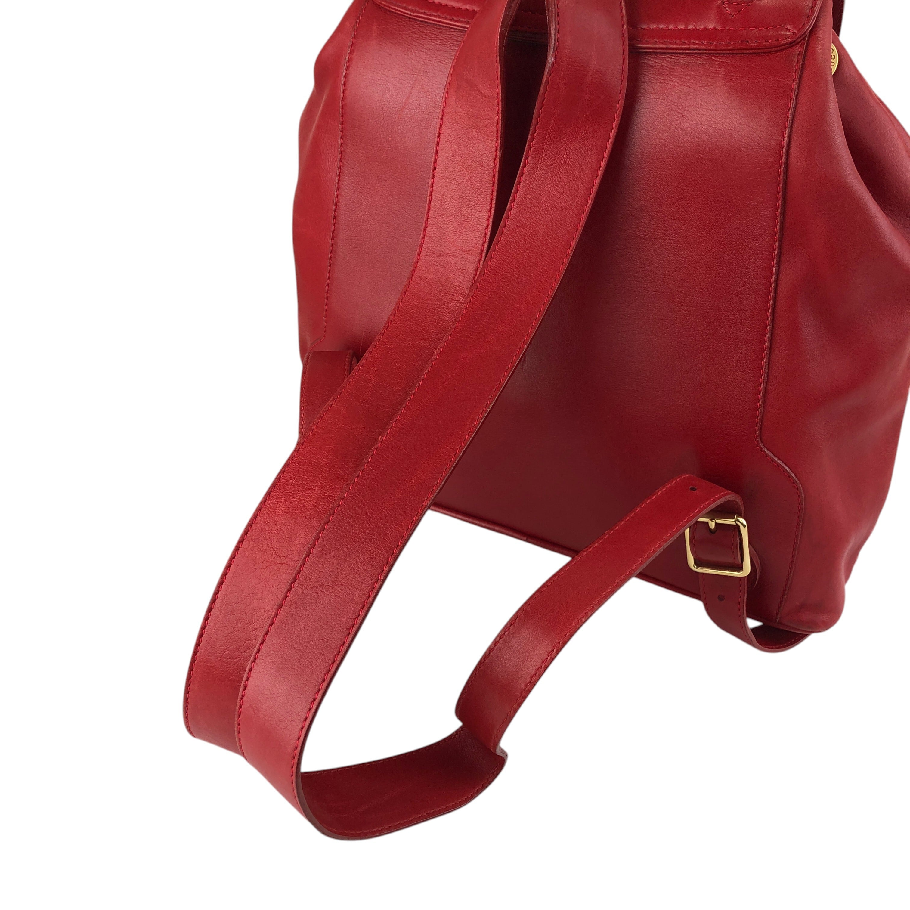 GUCCI グッチ バックパック レッド バンブー レザー ダブルポケット