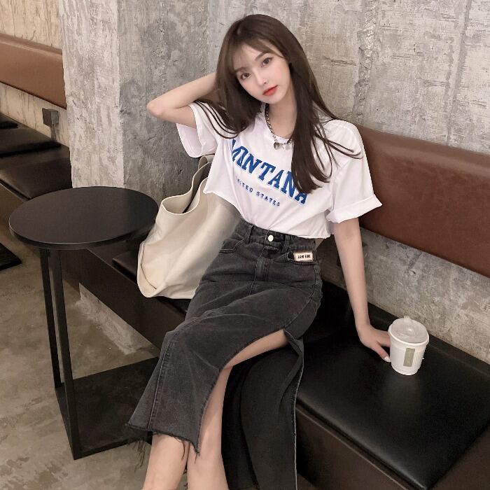 レッドTシャツ スカート スプリングスタイルスタンダード レトロ ストリート 春物 ドラファッションホール77112367521