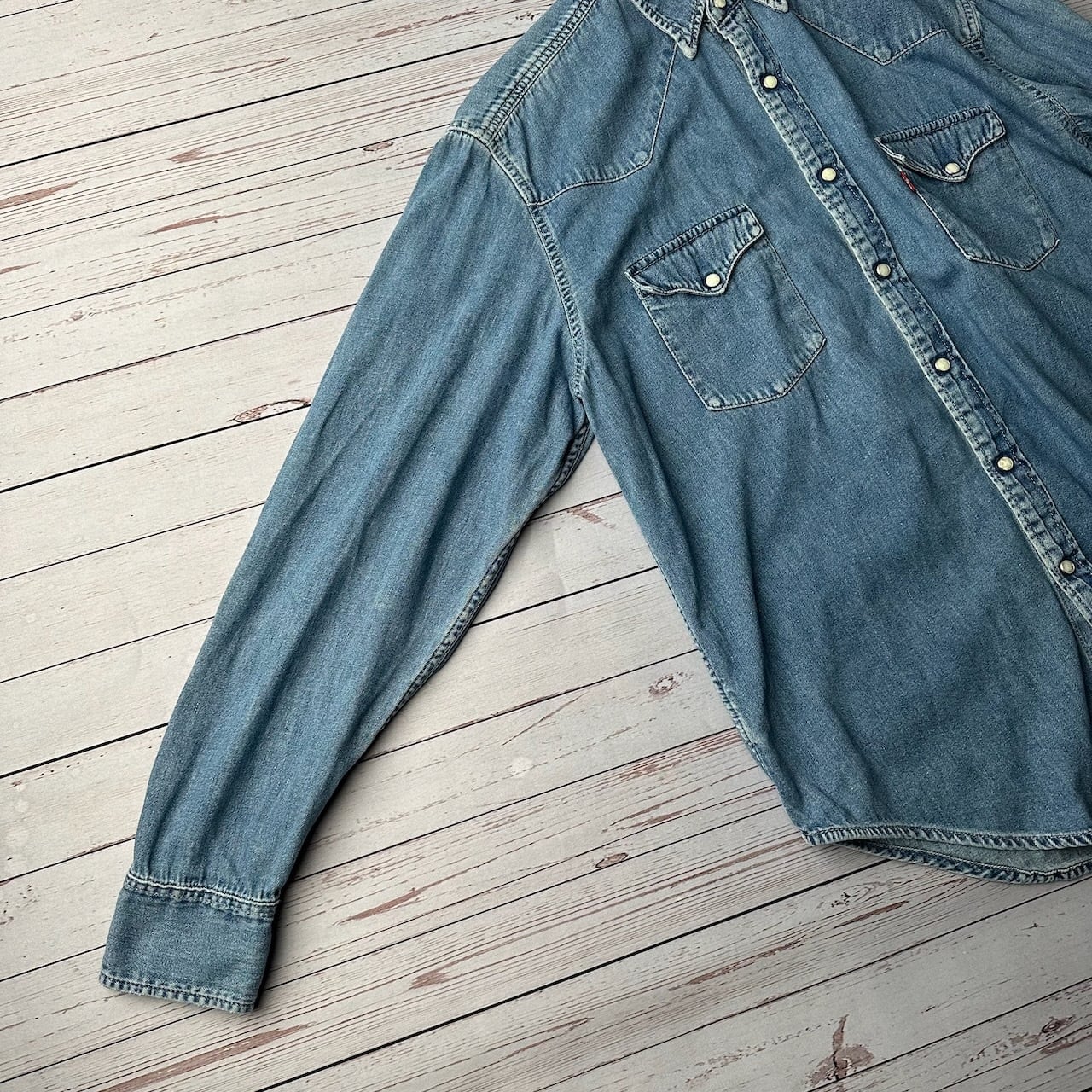 90s Levi's 良色落ち デニムシャツ ウエスタンシャツ 長袖シャツ