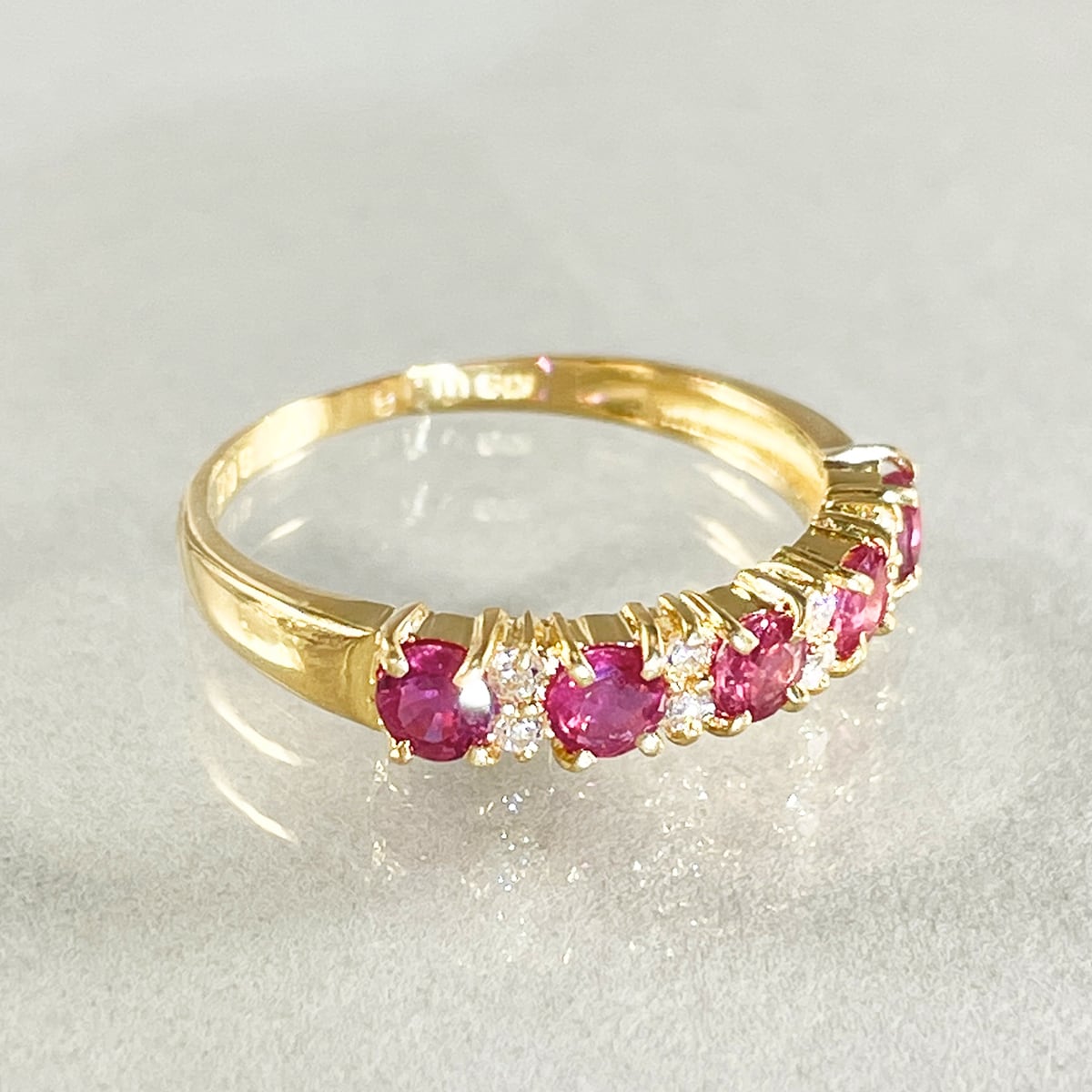 K18 天然ルビー 0.78ct 天然ダイヤモンド 0.08ct リング
