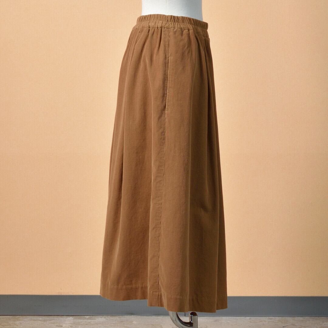 Sarahwear サラウエア アズマダキ・ファインコーデュロイ・ボックスタックスカート・ベージュ【送料無料】