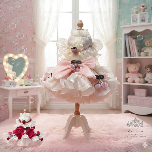 予約（海外ハンドメイド）【№B07618‐S】ストロベリー　ケーキドレス