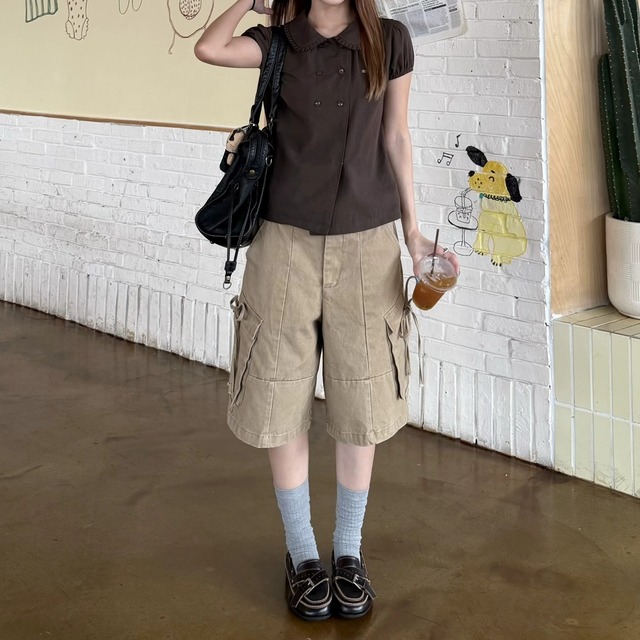 サイドリボンユーティリティカーゴショートパンツ 2col   R02476