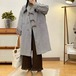 2色/3連リボンチェック柄ロングコート ・12513
