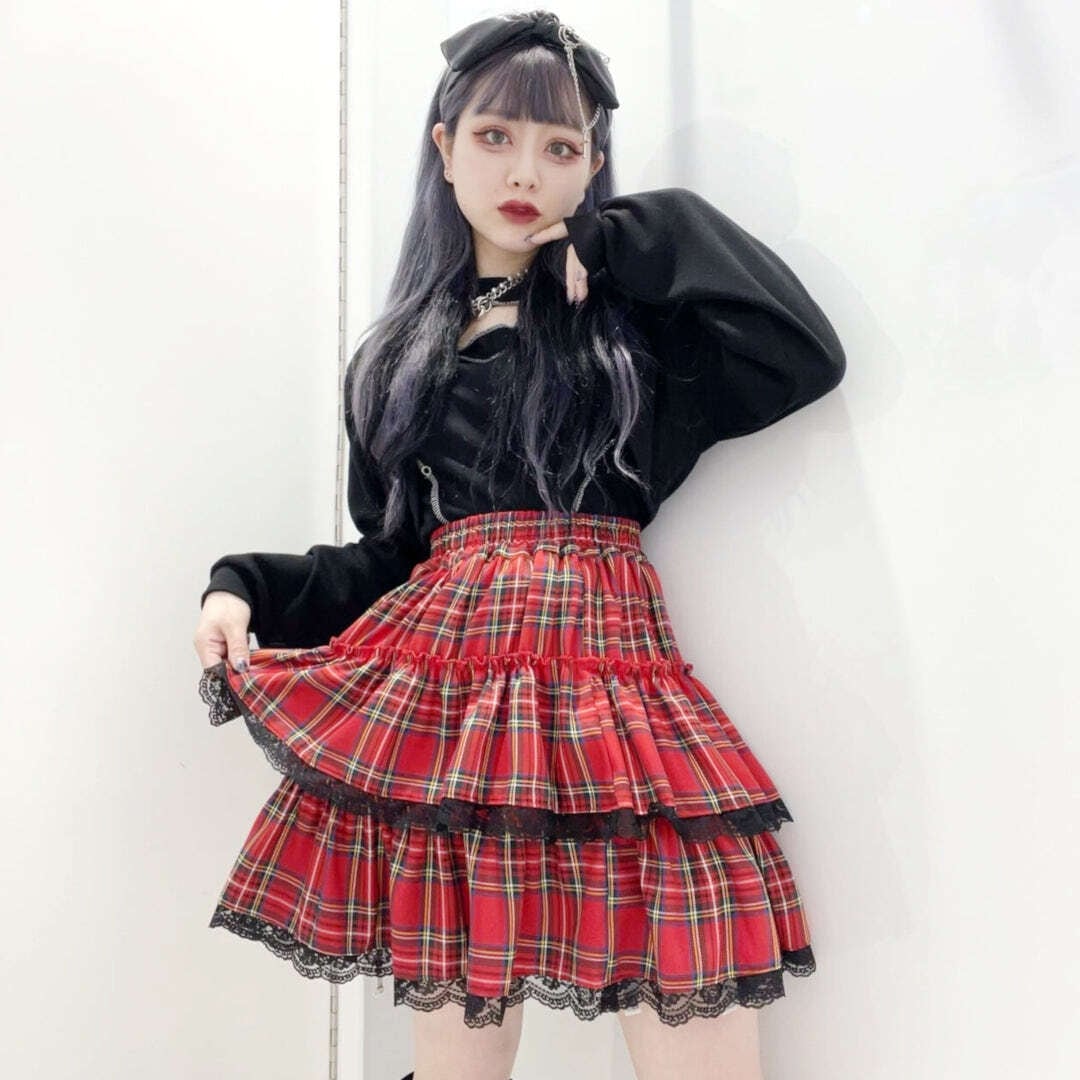 ティアードフレアレースパンツスカート