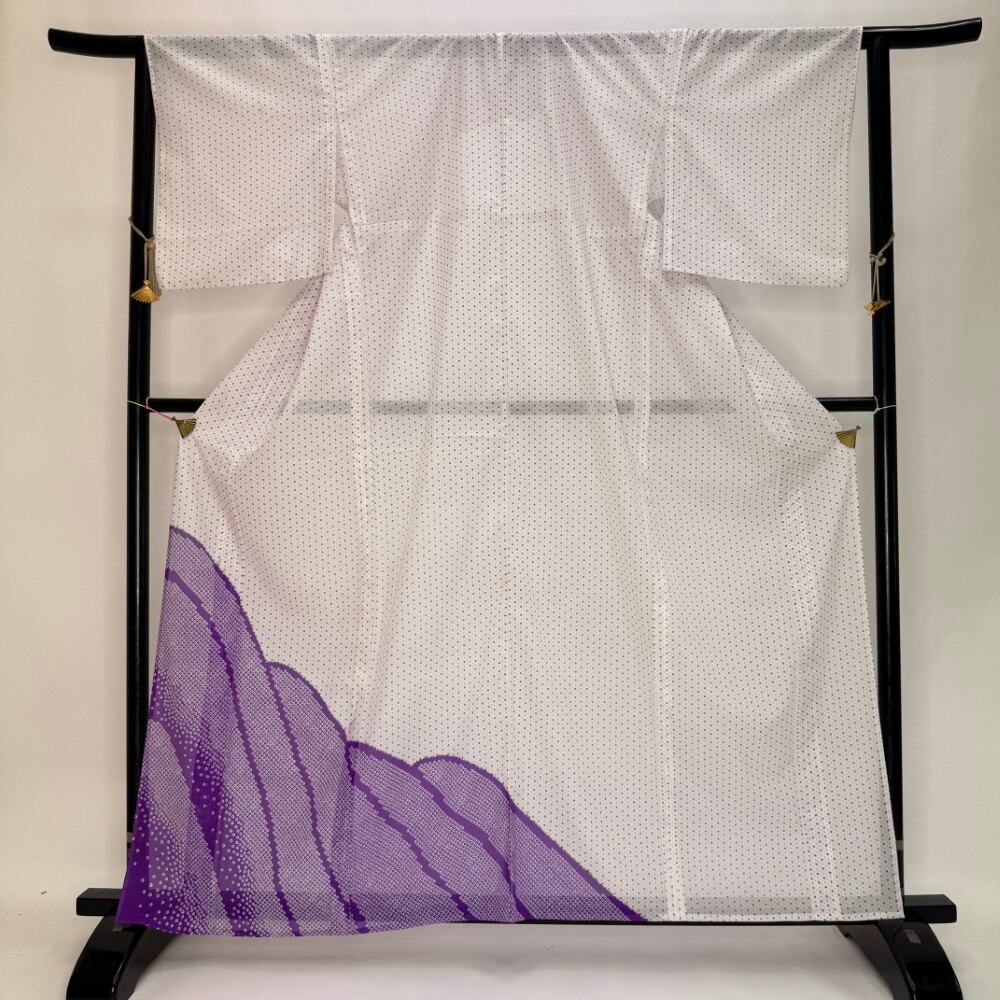 訪問着 付け下げ 絽 夏用 夏 洗える着物 礼装 ポリエステル 裄65.5cm M サイズ 白 6129