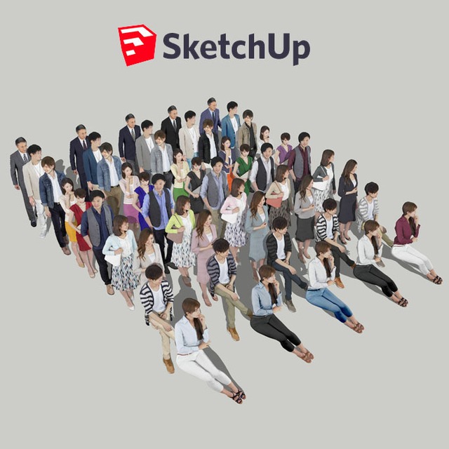  SketchUp素材　3D人物素材-ポーズド 10個セット 002_Posed-set - メイン画像