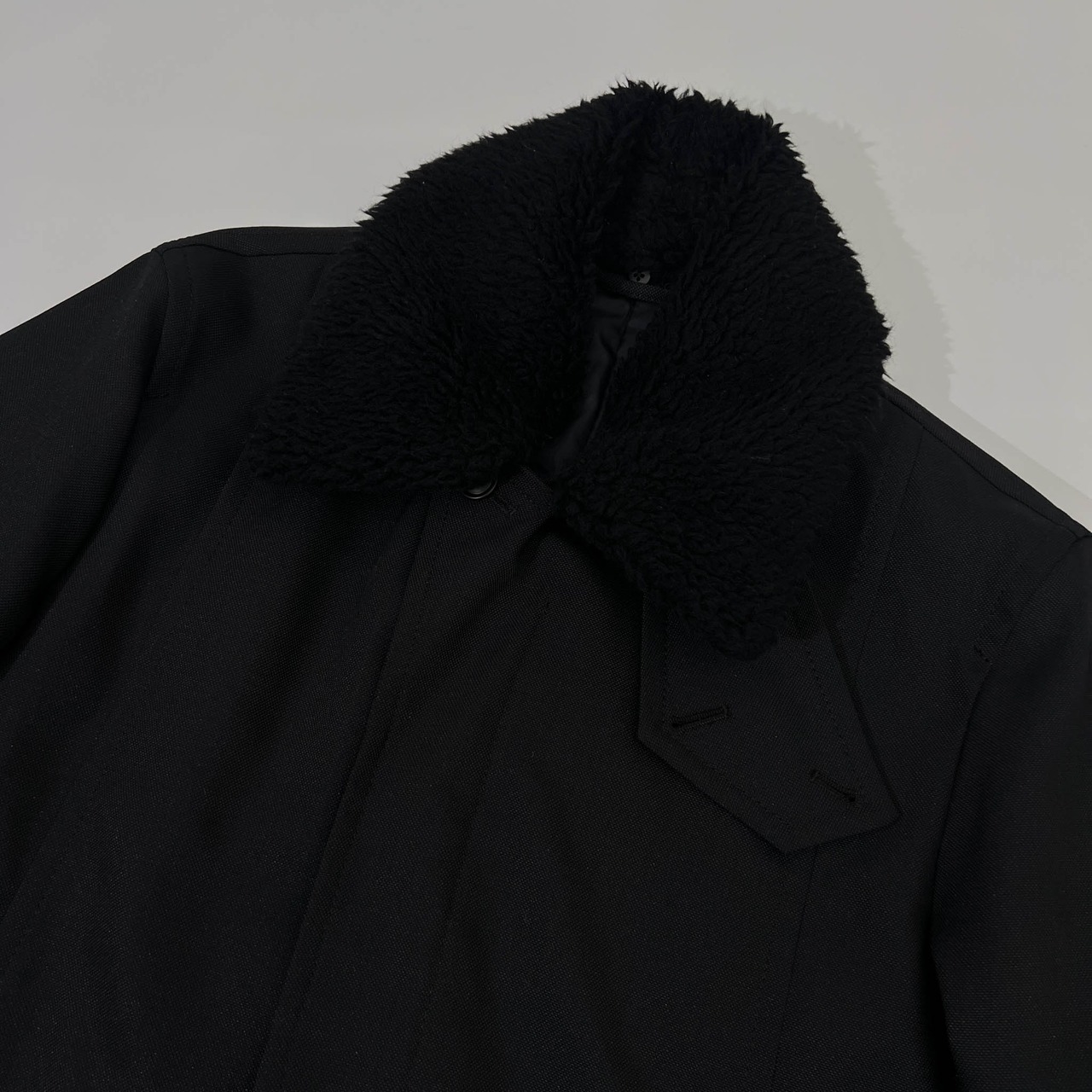 J.PRESS ジェイプレス ボア付き 裏アンゴラ混 ロング チェスターコート M/ブラック/比翼