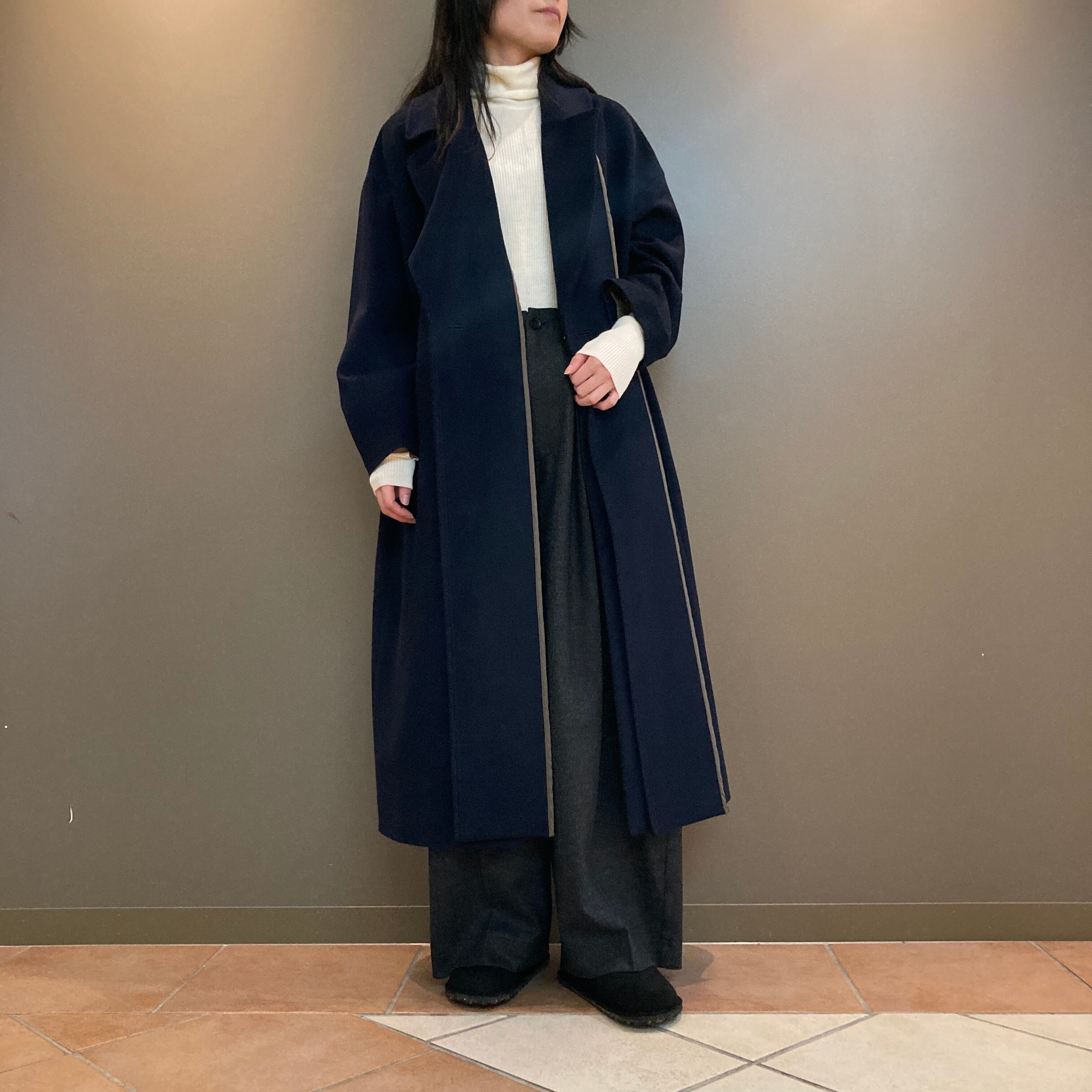 幻！定価48万円 バティストーニ 極上カシミヤ100% ベルテッドコート 紺/M fa7f597ad37b045915c69331c30298