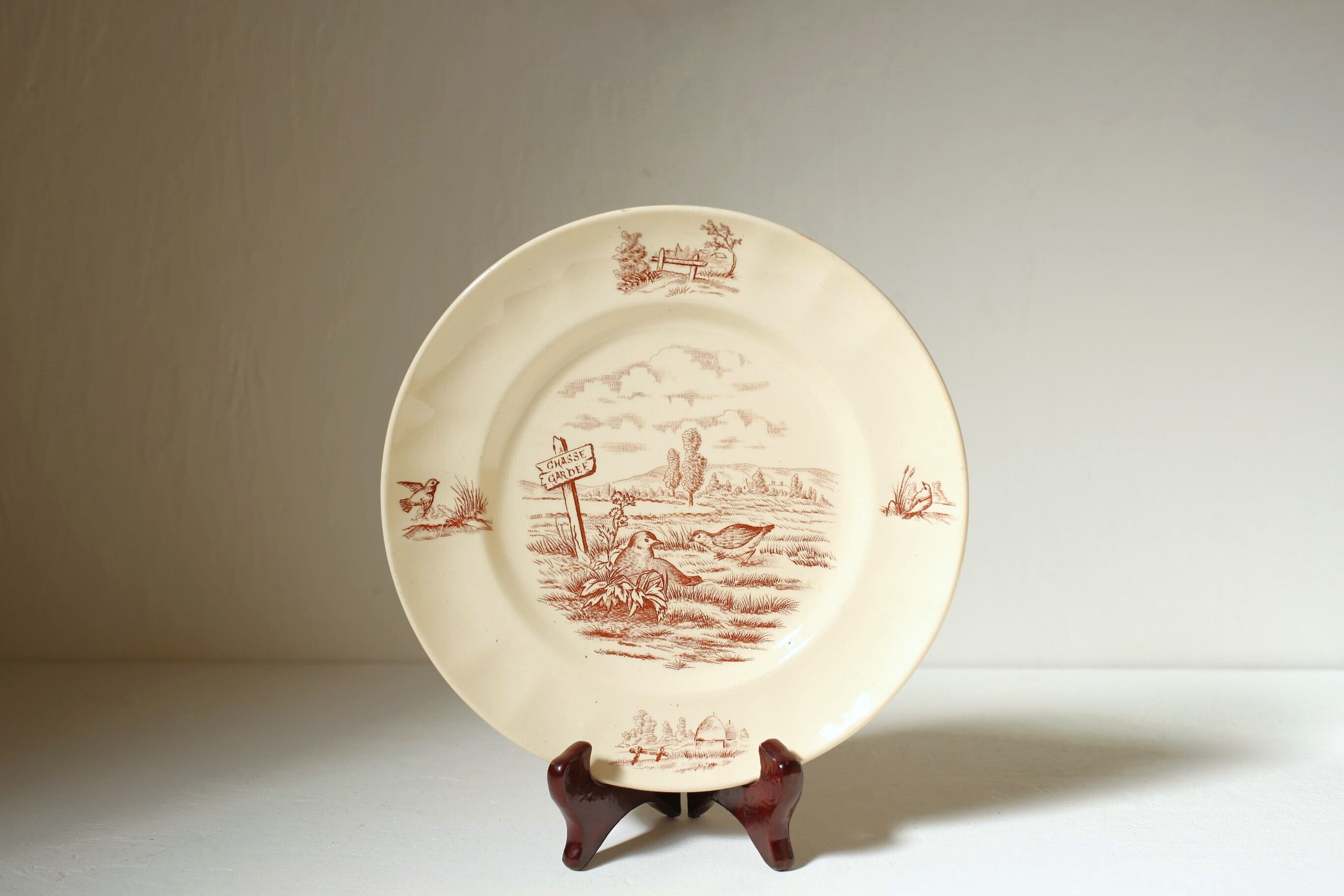 フランス アンティーク ロンシャン LONGCHAMP 『BOURGOGNE』 プレート 約22㎝ N-04473