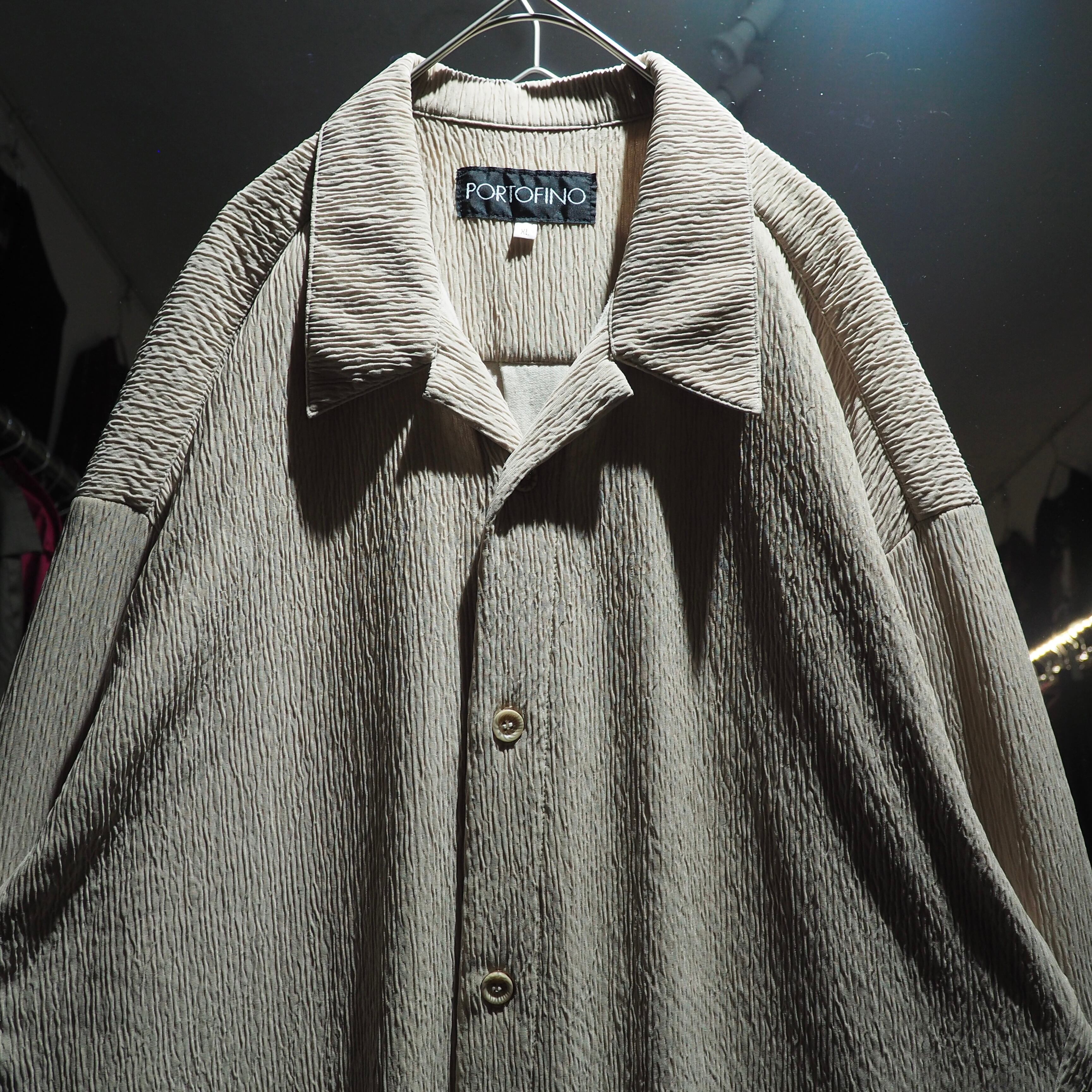 Beautiful Ecru white pleats Design vintage loose open collar shirt