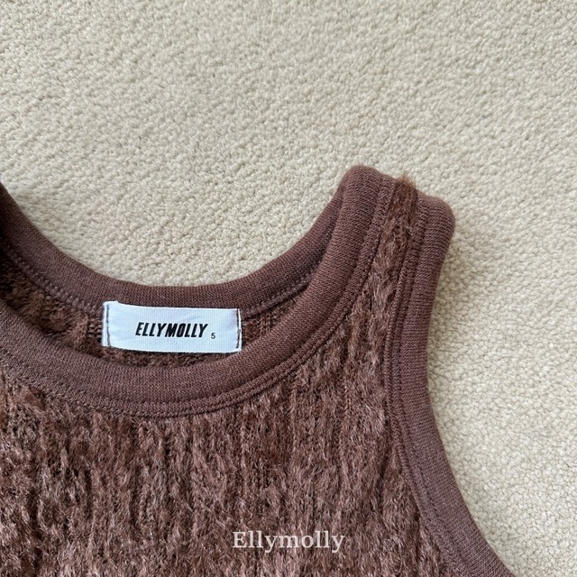 [即納5号/7号][送料無料]≪ELLY MOLLY≫Blooming Knit Vest brown 52