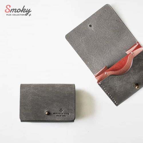 【限定色】財布いらずの小銭入れ【グレー×優しめピンク】Smoky+（受注生産）