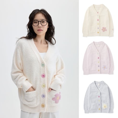 【gelato pique】韓国限定商品 パウダーカラフルボタン カーディガン