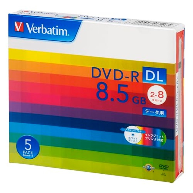 Verbatim バーベイタム 1回記録用 DVD-R DL 8.5GB 5枚 ホワイトプリンタブル 片面2層 2-8倍速 DHR85HP5V1