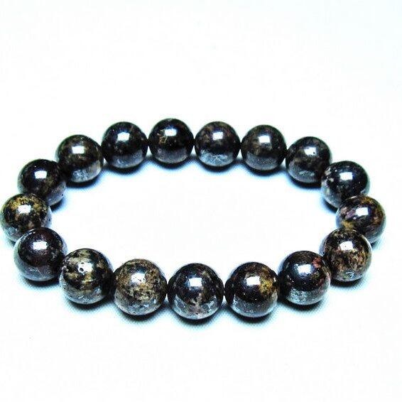 サハラNWA869隕石（コンドライト） ブレスレット 12mm 一点物 メール便可 [M便 1/10] 199-743