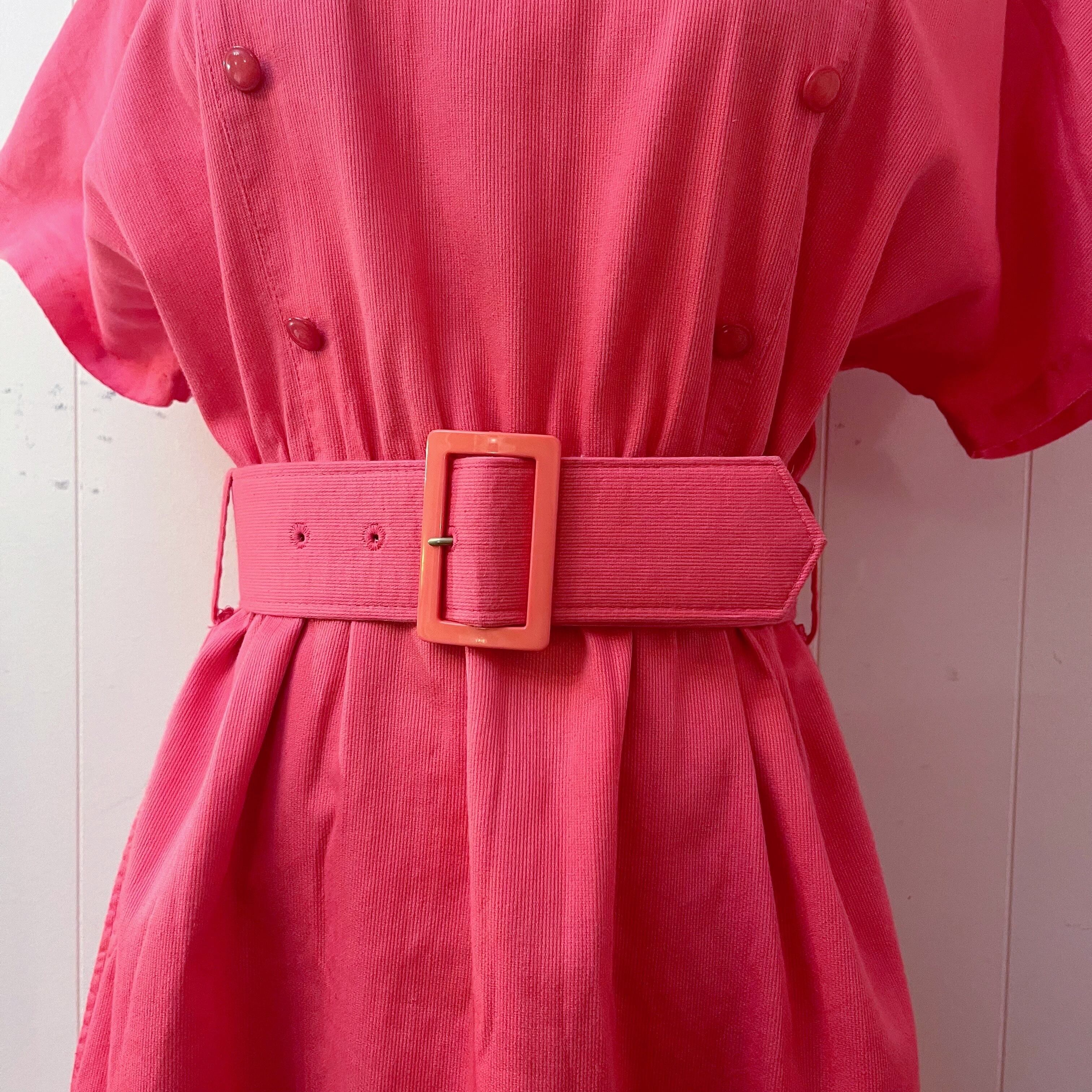 vivid pink big belt one-piece