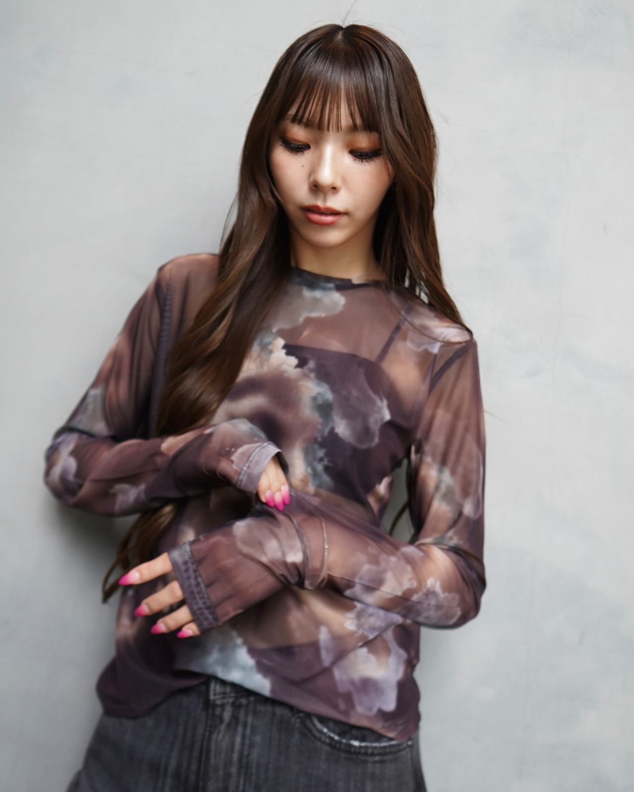 11月上旬ご予約Color-block stretch inner top／Brown