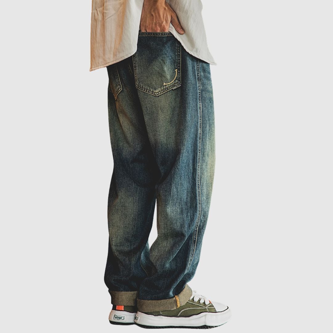 レトロウォッシュデニムジーンズ H2657