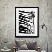 palm leaf｜モノクロで描く大人のパームツリーアートポスター｜西海岸テイストと白黒インテリアに映えるスタイリッシュな一枚A4ポスター