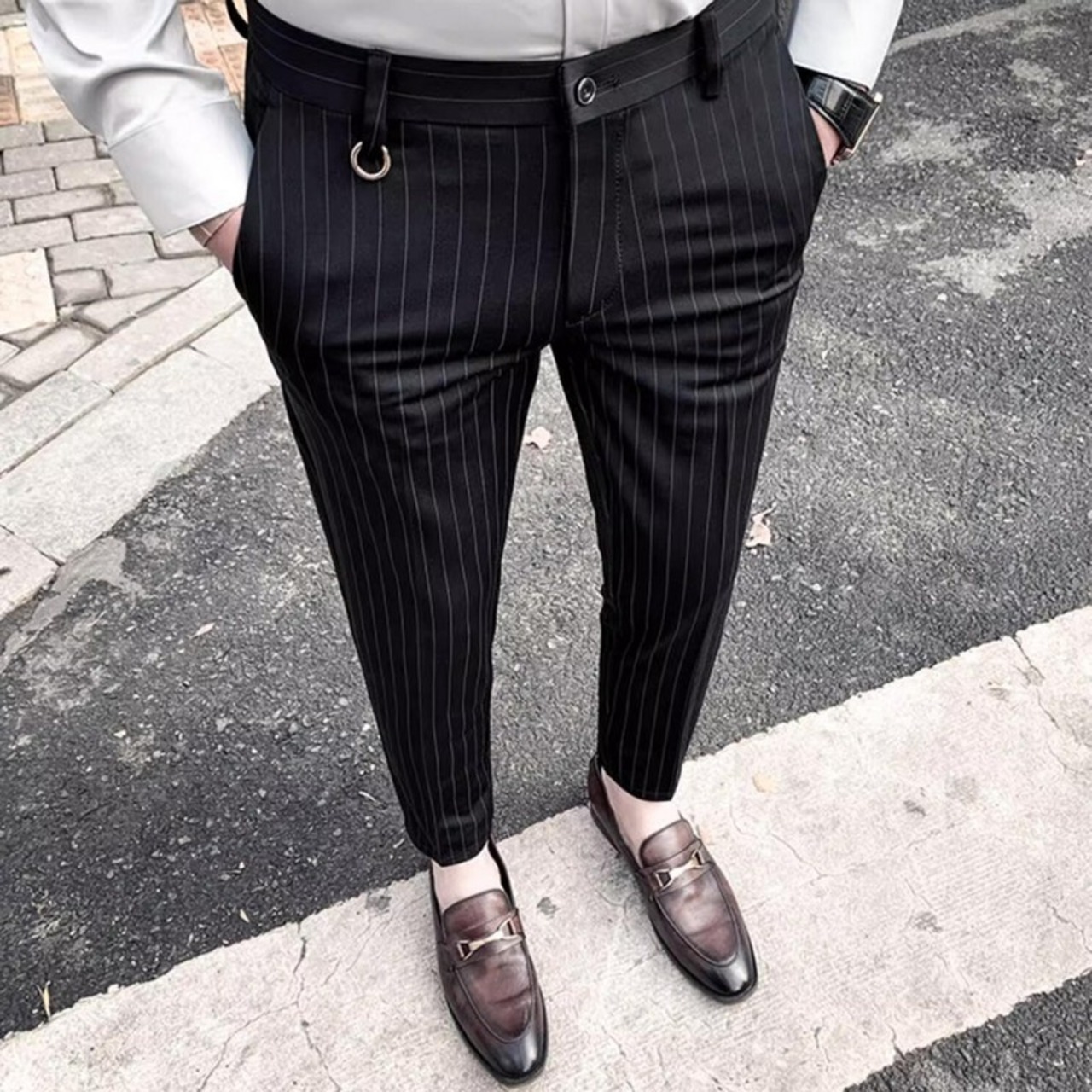 striped 9-point casual pants 00371