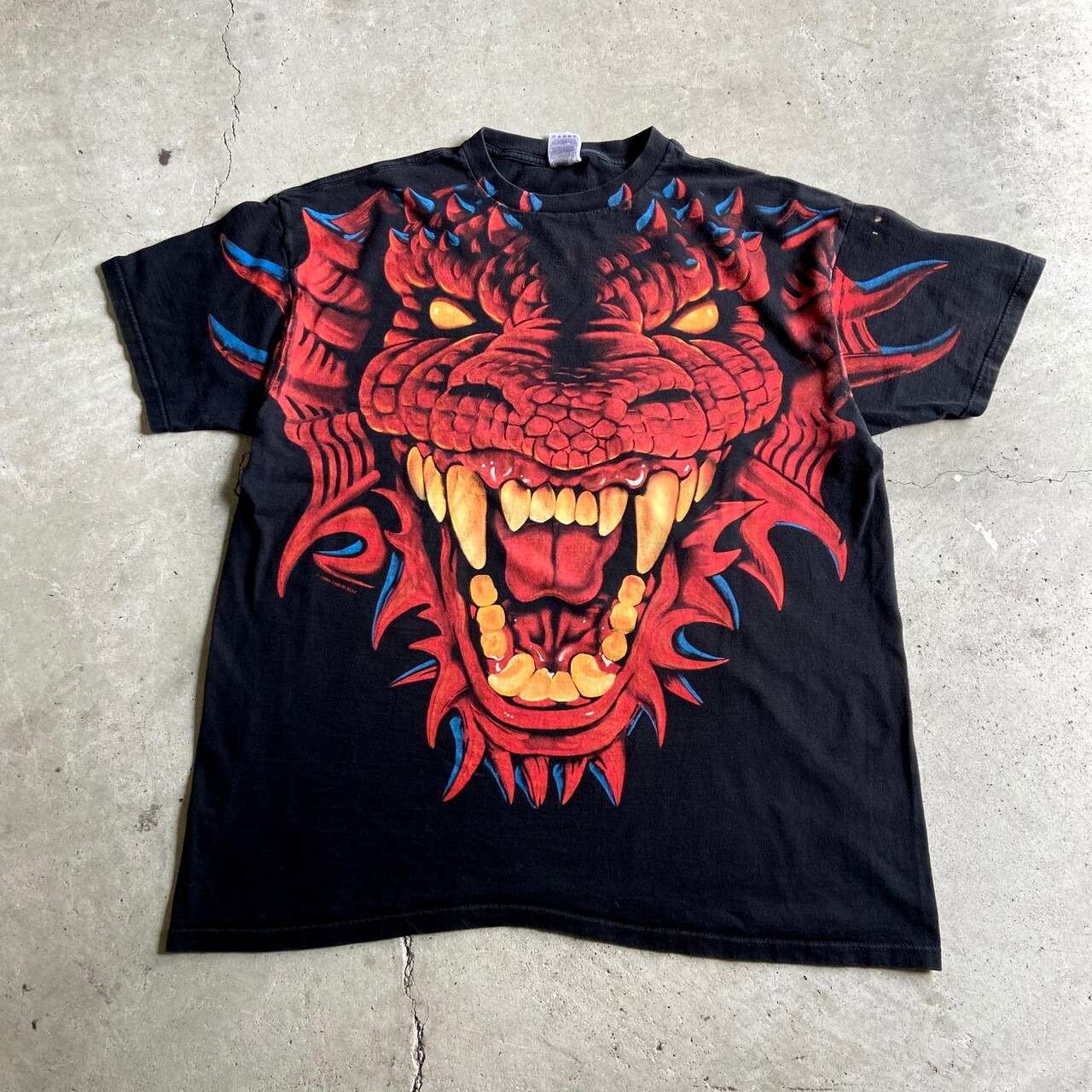 ビッグサイズ 90年代 LIQUID BLUE ドラゴン オーバープリントTシャツ 