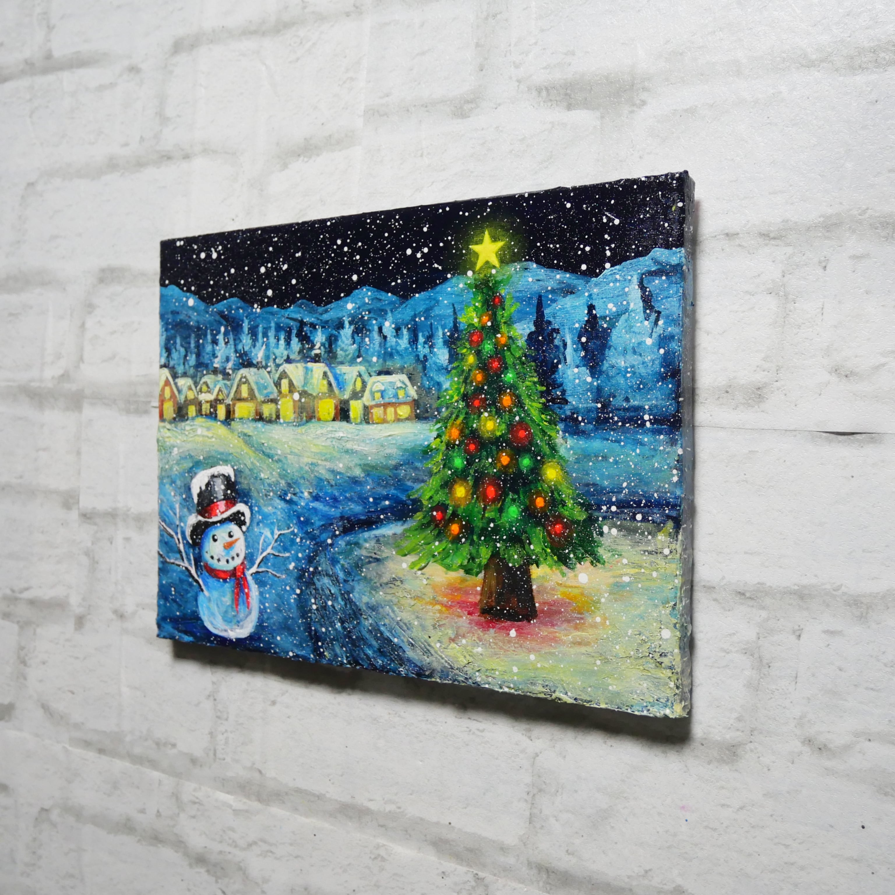 油絵 油彩 油彩画 絵 絵画 【ホワイト・クリスマス・キャロル