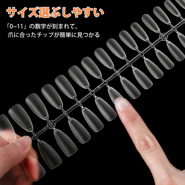 【特価セール】Kanavi ネイルチップ ショートオーバル サンディング済みネイルチップ 300枚セット 15サイズ ショート フルカバー プレーンチップ クリアチップ 練習用 業務用 セルフジェルネイル (ロングポイント)