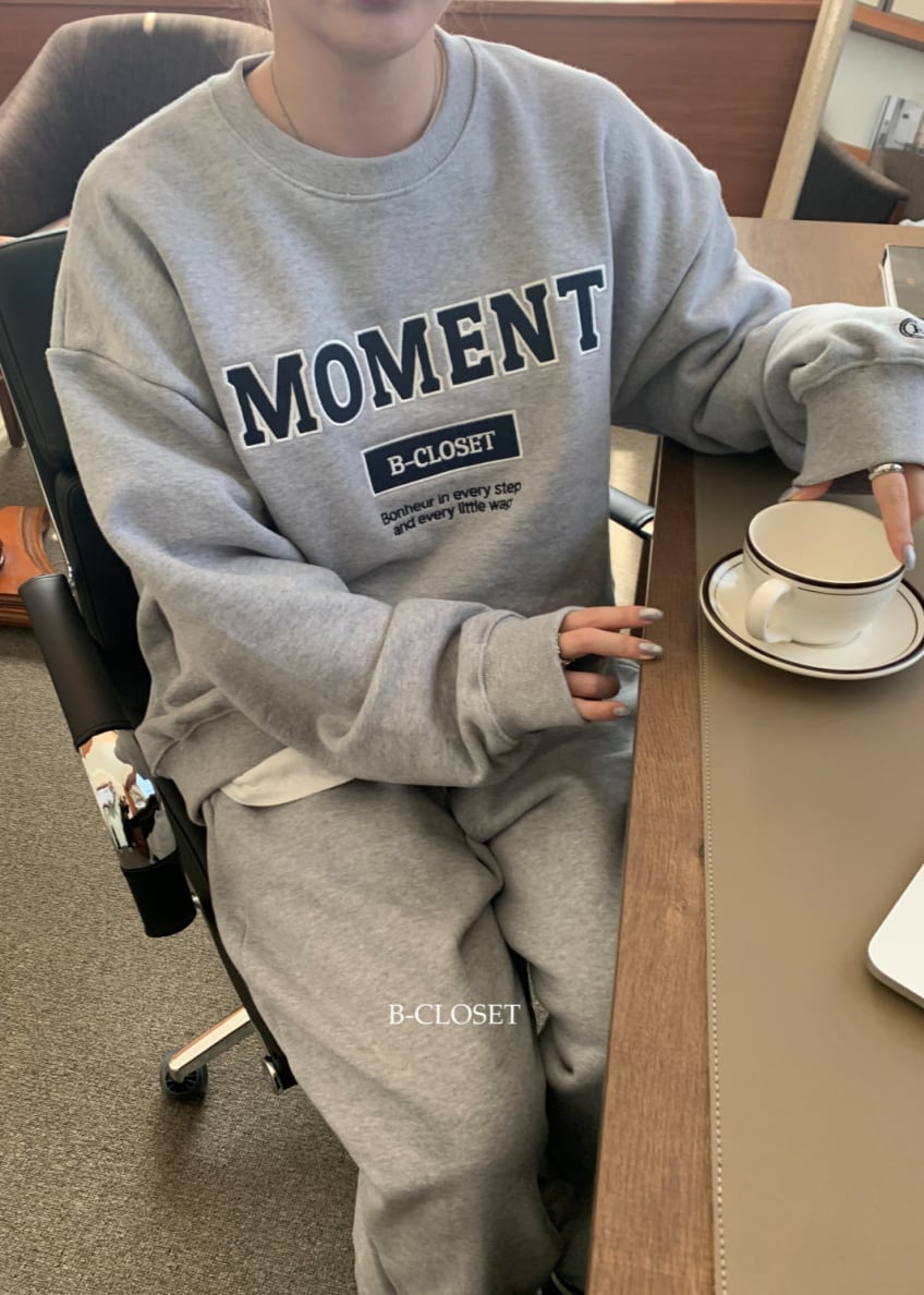 Human/予約【B-CLOSET】Moment Sweatshirt & Pants Set  (2color)