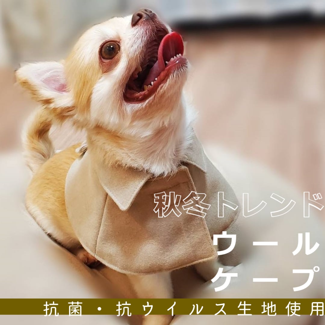 犬用ケープ ドッグウェア ドッグケープ ウールケープ 抗菌・抗ウイルス
