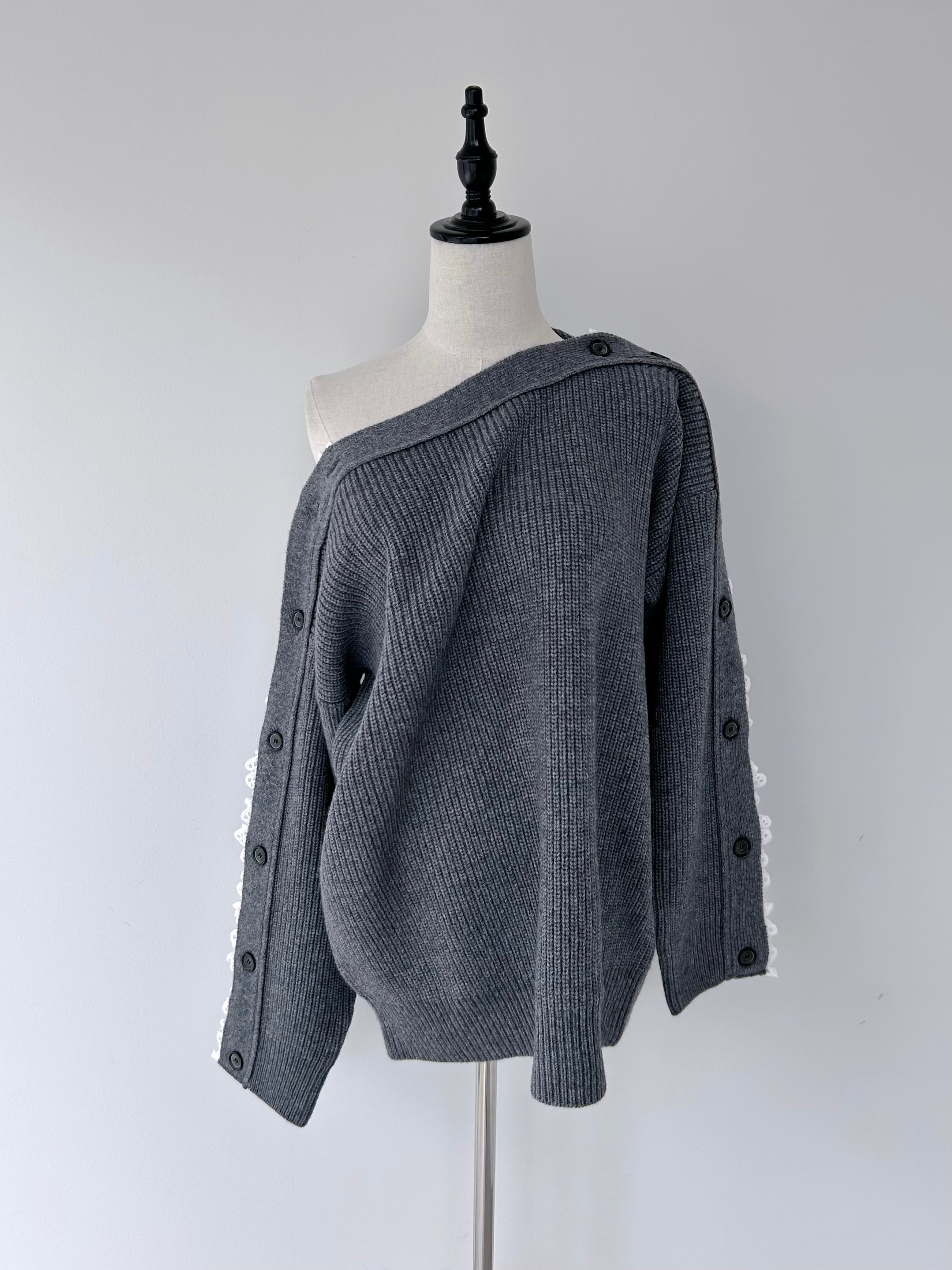 COEL レースショルダーマルチWAYニットボタンデザイン ニット 長袖 コエル COEL レースショルダーマルチWAYニット | KOKO