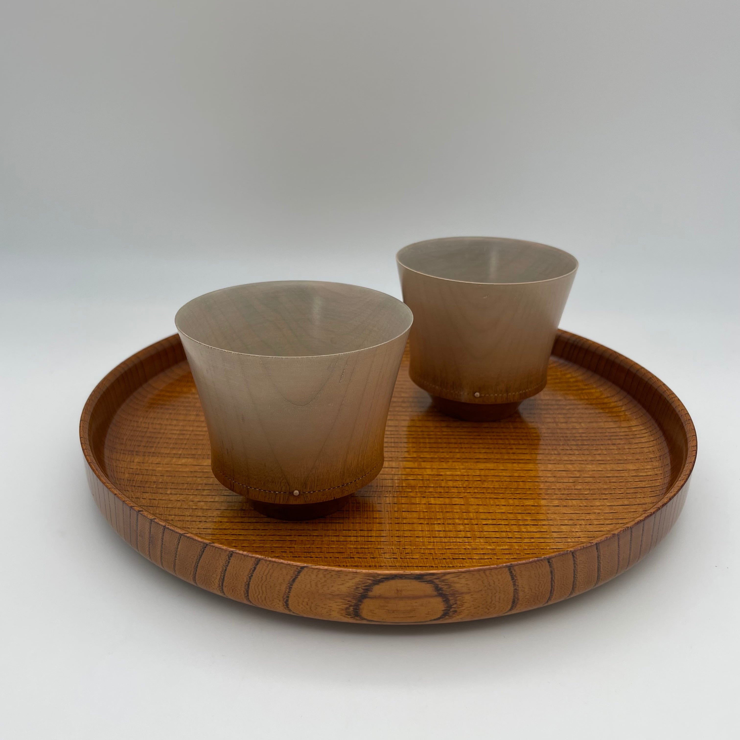 橅造銀線象嵌白ぼかしカップ - Beech silver inlay gradation cup