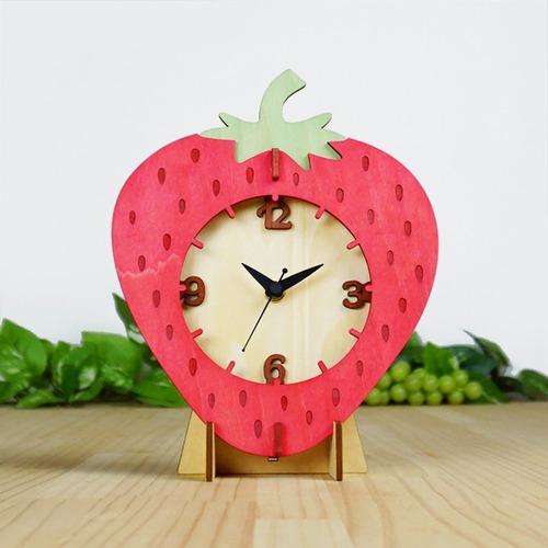 「いちご」木製置き掛け時計　