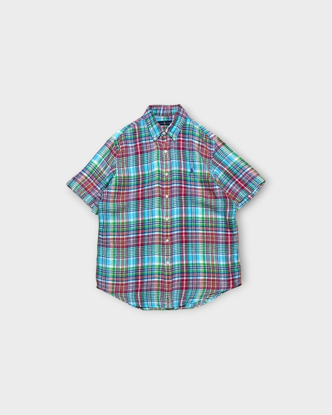 【Used】“Ralph Lauren” Linen Madras Check Short Sleeve Shirt
