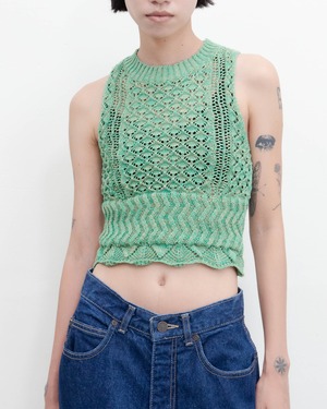 2000s openwork cropped knit sleeveless top