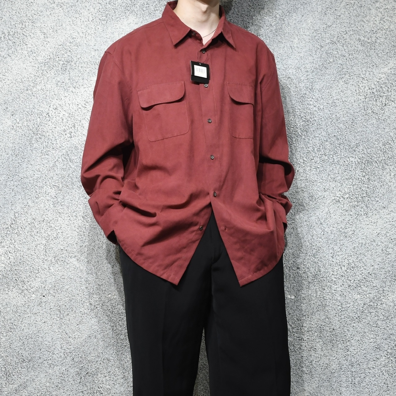 dead stock fake suede shirt red